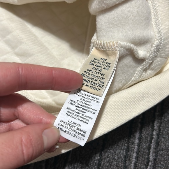 L.L. Bean Quilted Pullover Long Sleeve 1/4 Zip Cream Top Women’s Size Medium - Picture 9 of 16
